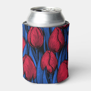 Tulips in Rot und Blau Dosenkühler