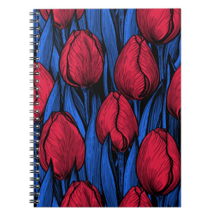 Tulips in Rot und Blau Notizblock