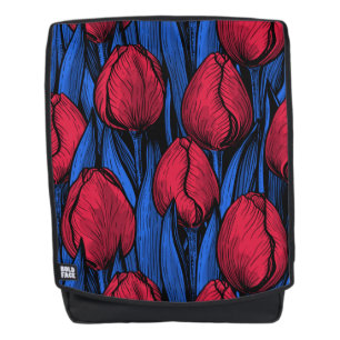 Tulips in Rot und Blau Rucksack