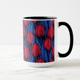 Tulips in Rot und Blau Tasse