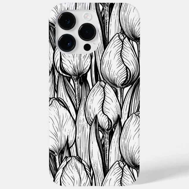Tulips in Schwarzweiß Case-Mate iPhone Hülle (Rückseite)