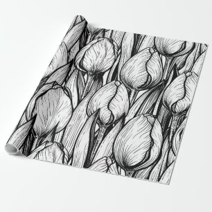 Tulips in Schwarzweiß Geschenkpapier