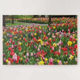 Tulips in Springtime Garden Weg farbenfroh Puzzle