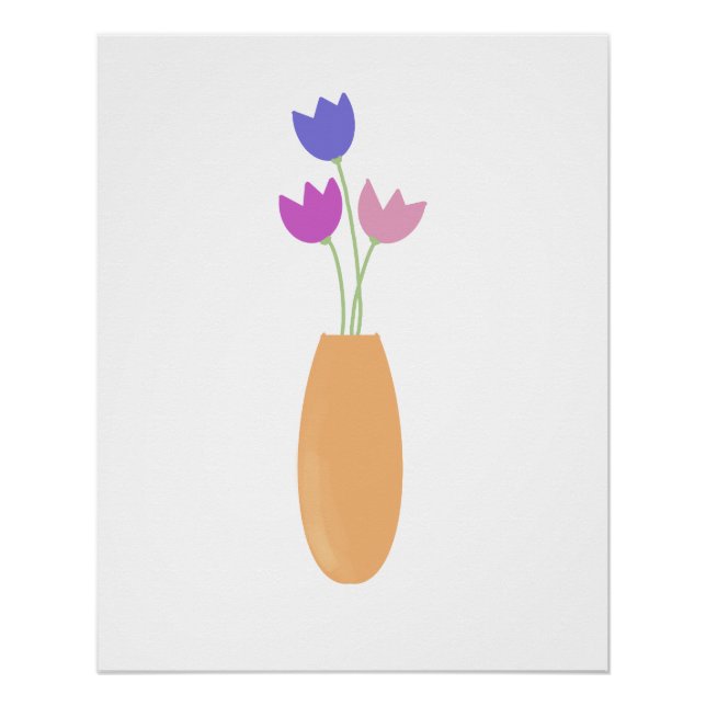 Tulips in Vase Wasserfarbe Poster (Vorderseite)