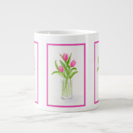 Tulips in Wasser handbemalt Aquarell Floral Jumbo-Tasse