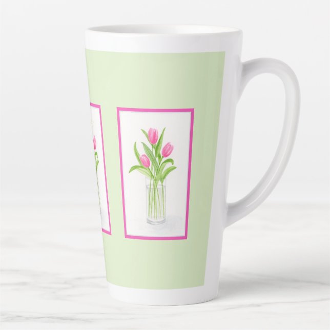 Tulips in Water Handpainted Watercolor  Milchtasse (Rechts)