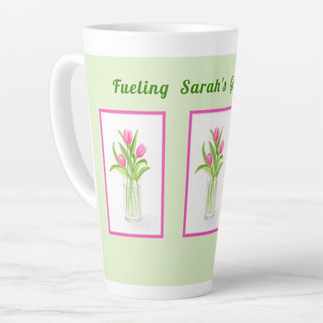 Tulips in Water Handpainted Watercolor PERSONALIZE Milchtasse (Linke Ecke)