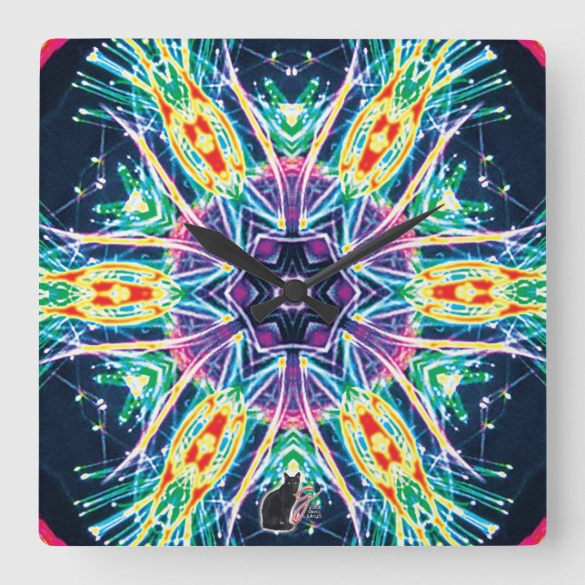 Tulips Kaleidosskop Quadratische Wanduhr (Vorderseite)