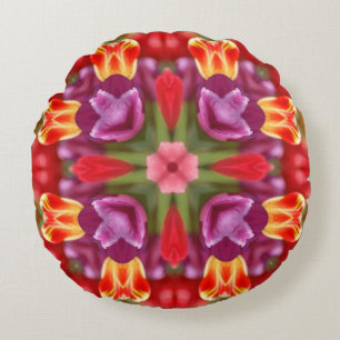 Tulips Kaleidosskop Rundes Kissen