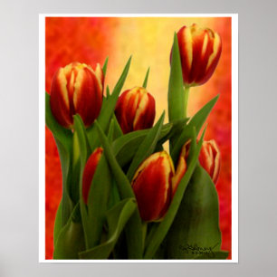 Tulips Kleine Mauer Hängen Kunst Das MUSEUM Zazzle Poster