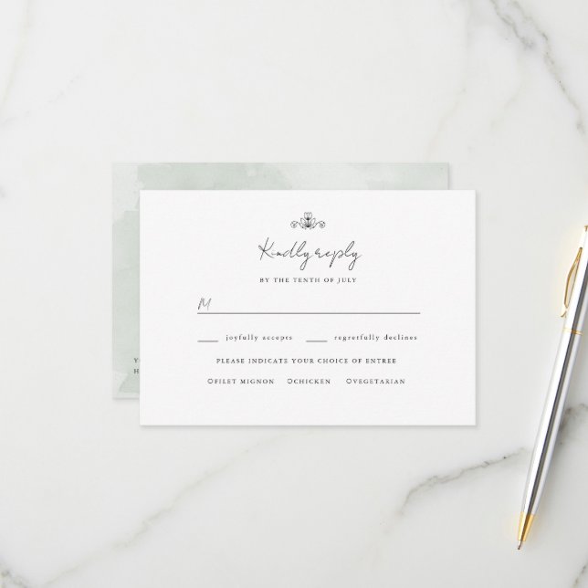 Tulips logotype Hochzeit rsvp Karte (Vorderseite/Rückseite Beispiel)
