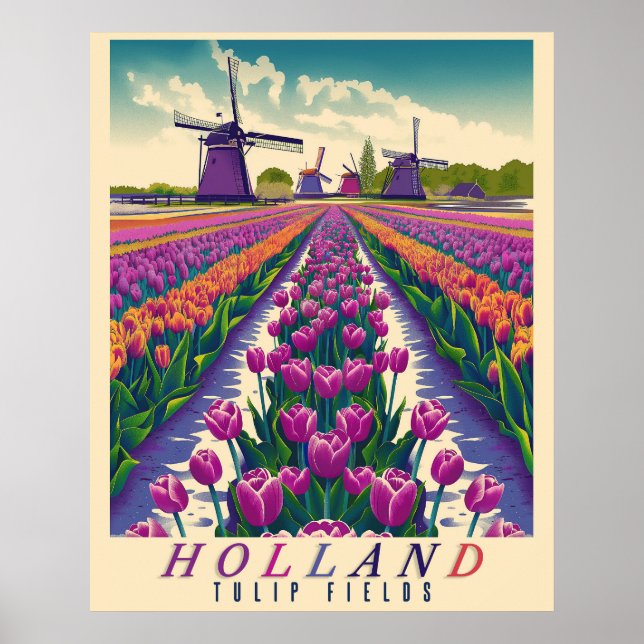 Tulips-Meer - Vintages Holland Poster (Vorne)