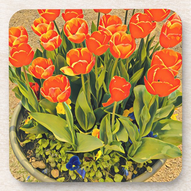 Tulips Modernes Fest der Blume Getränkeuntersetzer (Vorderseite)