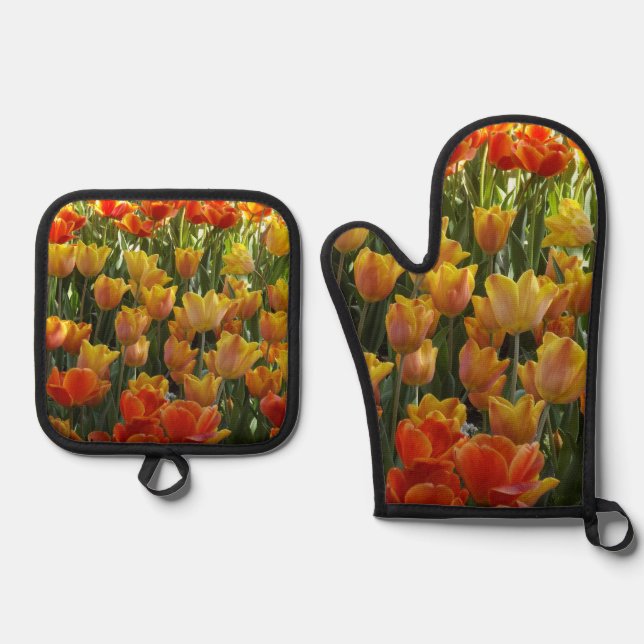 Tulips Ofenhandschuh & Topflappen-Set (Vorderseite)