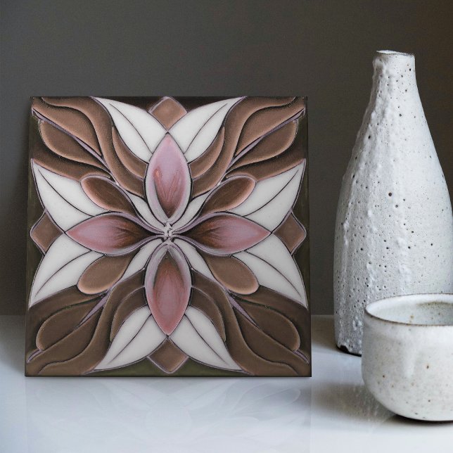 Tulips on Chocolate Art Nouveau Keramik Tile Fliese (Von Creator hochgeladen)
