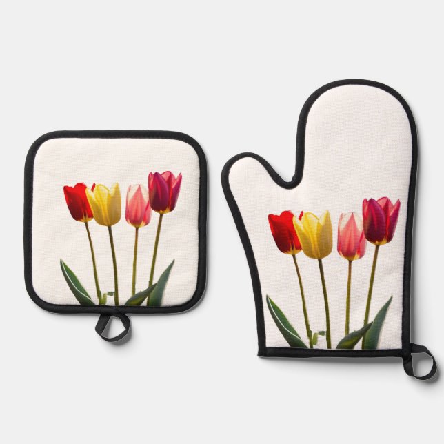 TULIPs Oven Mitt & Pot Holder-Set Ofenhandschuh & Topflappen-Set (Vorderseite)