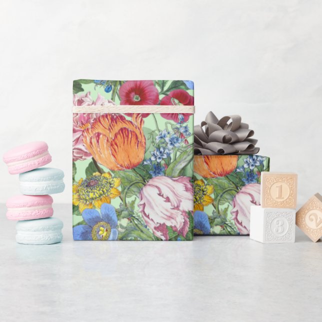 Tulips Peony Spring Flower Garden Geschenkpapier (Babyparty)