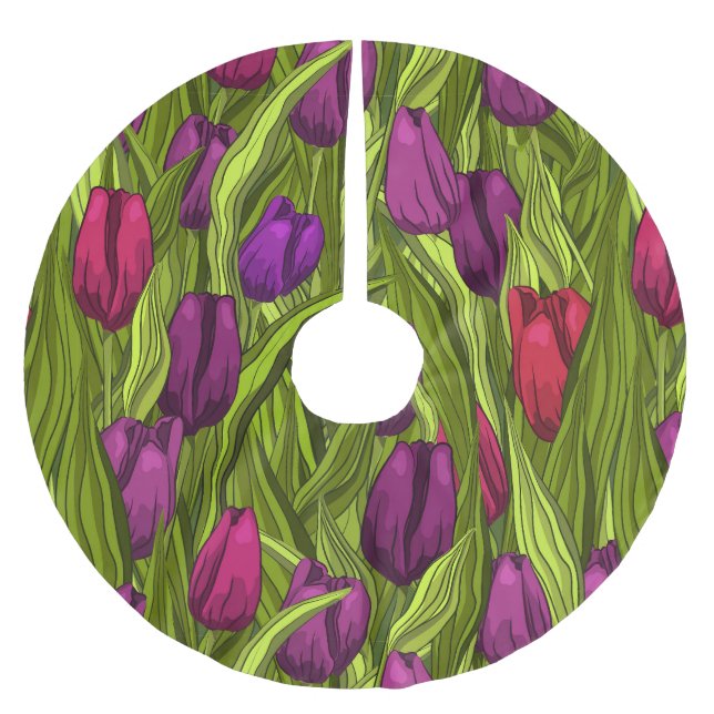 Tulips Polyester Weihnachtsbaumdecke (Vorderseite)
