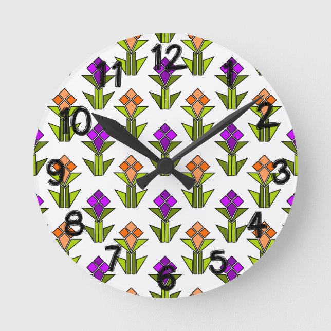 Tulips Runde Wanduhr (Vorderseite)