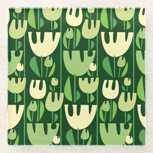 Tulips Scandinavian Style Pattern Glasuntersetzer (Vorderseite)