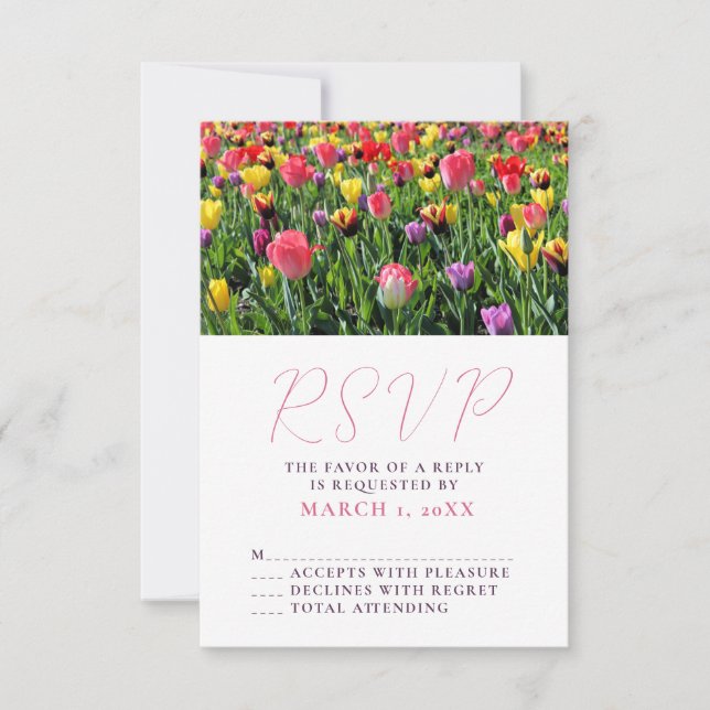 Tulips Spring Wedding UAWG RSVP Karte (Vorderseite)