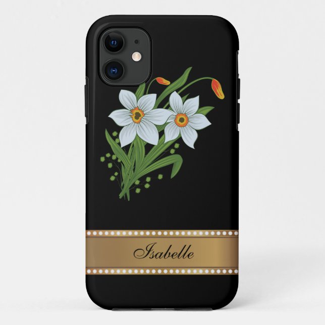 Tulips und Daffodien Personalisierter Name Case-Mate iPhone Hülle (Rückseite)
