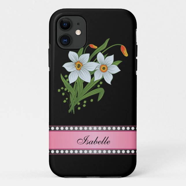 Tulips und Daffodien Pink Personalisierte Bezeichn Case-Mate iPhone Hülle (Rückseite)