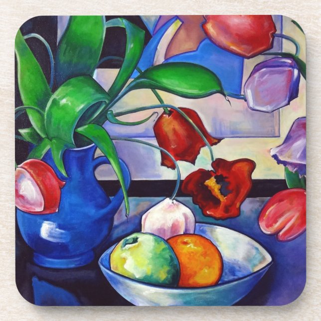 Tulips und Fruchtfleisch Untersetzer Set von 6 (Vorderseite)