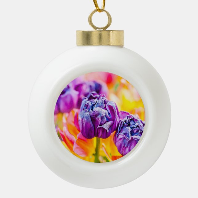 Tulips verzaubern 14 keramik Kugel-Ornament (Vorderseite)