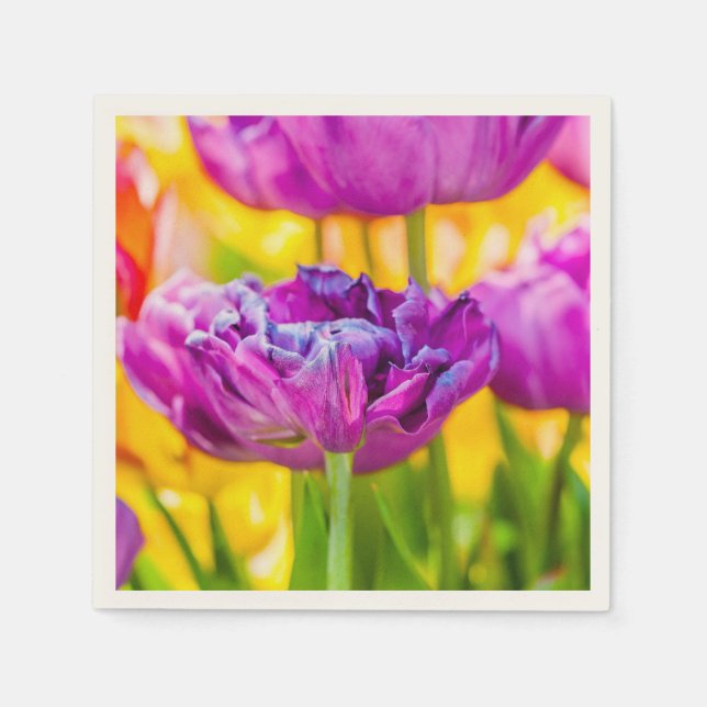 Tulips verzaubern Dunkelrosa Serviette (Vorderseite)