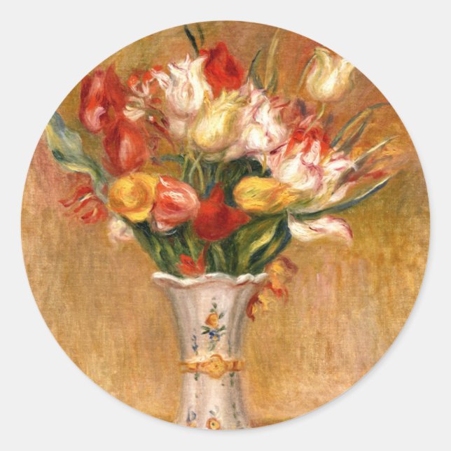 Tulips von Auguste Renoir Runder Aufkleber (Vorderseite)