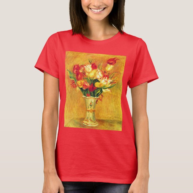 Tulips von Pierre Renoir, Vintager Impressionismus T-Shirt (Vorderseite)