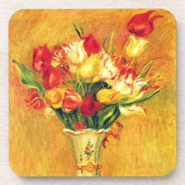 Tulips von Pierre Renoir, Vintager Impressionismus Untersetzer (Vorderseite)