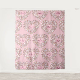 Tulips weißer rosa monogramm Hochzeitskugel Wandteppich