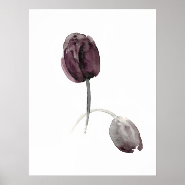 Tulips, weißes Poster, violette Blumen Poster (Vorne)