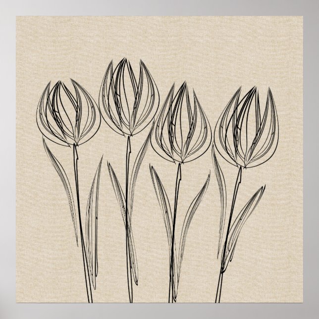 Tulips Zeichnend Leinwand Blume Poster (Vorne)