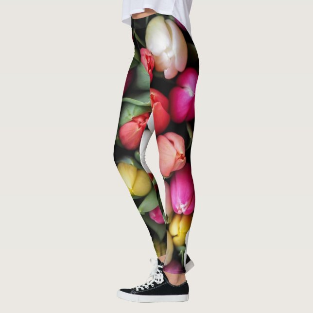 Tulissen Farbige Blume Osterfrühling Leggings (Links)