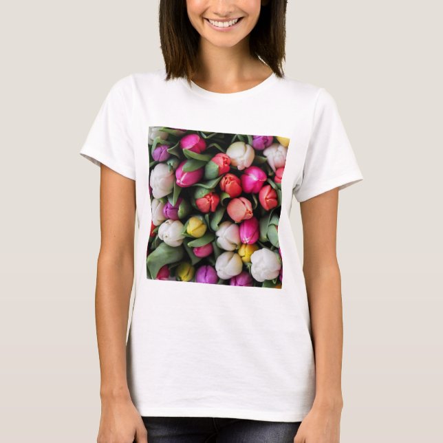Tulissen Farbige Blume Osterfrühling T-Shirt (Vorderseite)