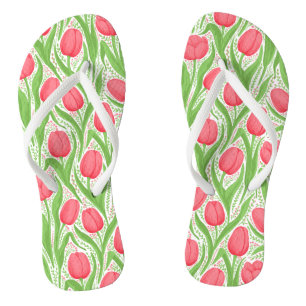 Tulissen in Rot und Grün Flip Flops