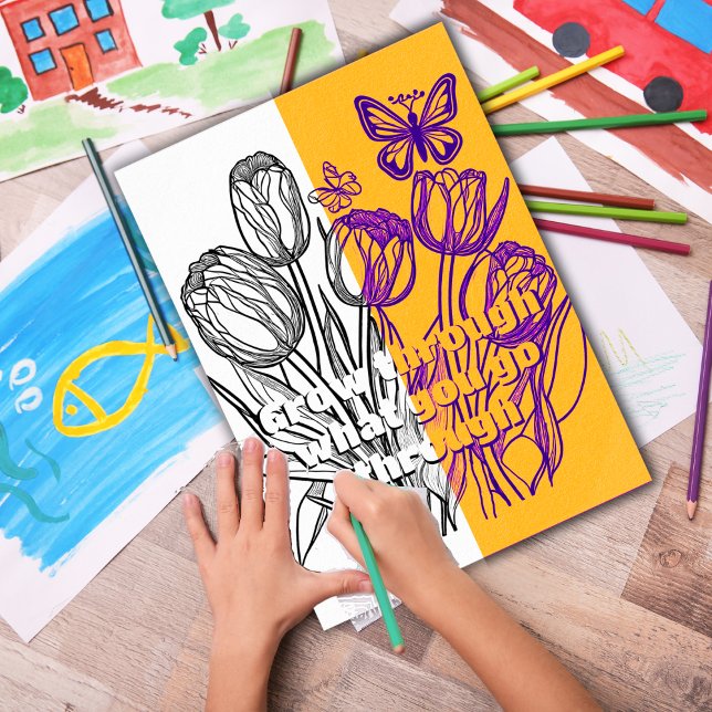 Tulissen mit druckbaren Butterfly-Farbseiten Poster (Customize the text OR remove then download and print out at home for therapeutic coloring fun.)