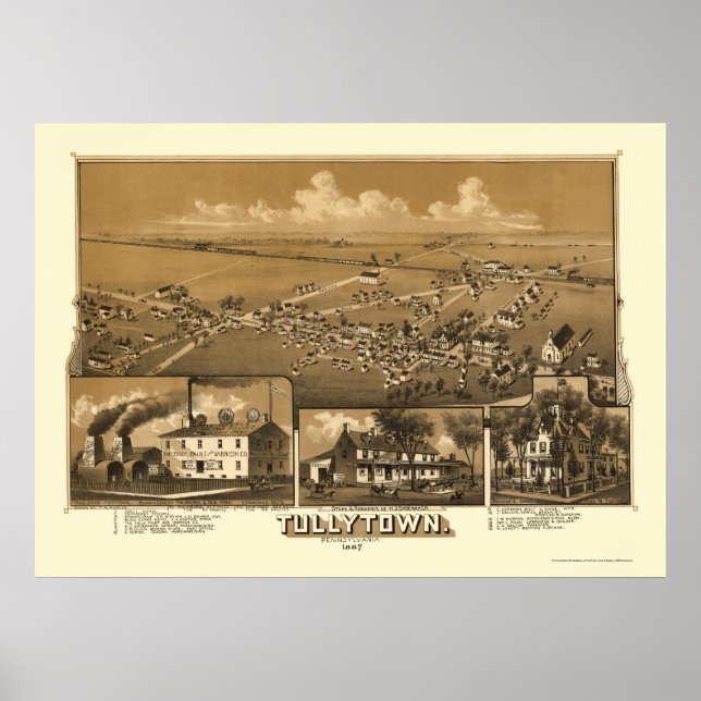 Tullytown, PA Panoramic Map - 1887 Poster (Vorne)