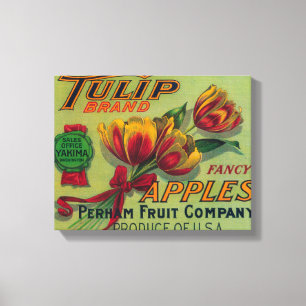 Tulpe-Apple-Kiste LabelYakima, WA Leinwanddruck