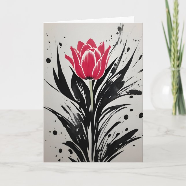 Tulpe - Aquarellblumen Karte (Vorderseite)