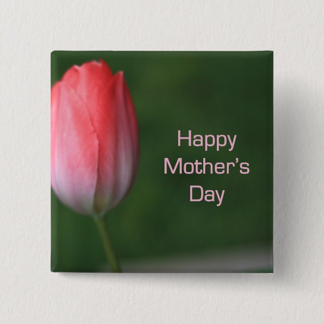 Tulpe-Blume, Tag der glücklichen Mutter Button (Vorderseite)