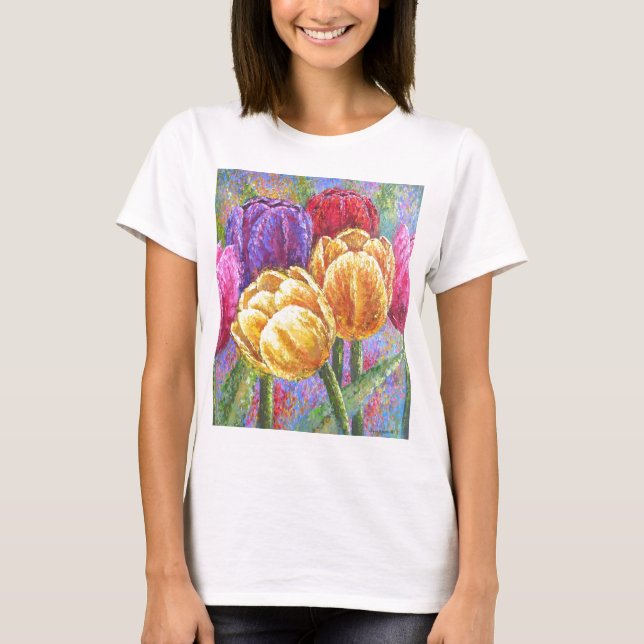 Tulpe-Blumen-Blumenmalerei-Kunst - multi T-Shirt (Vorderseite)