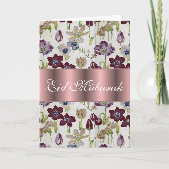 Tulpe-Blumenstrauß Eid Mubarak Karte (Vorderseite)