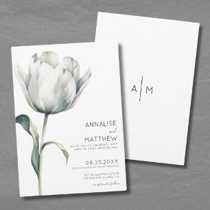 Tulpe Elegant Weiße Blumige Hochzeit Einladung