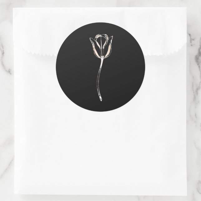 Tulpe - Elegante Illustration Runder Aufkleber (Tasche)