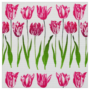 Tulpe-Garten-Druck in pinkfarbenem rosa und grün Stoff