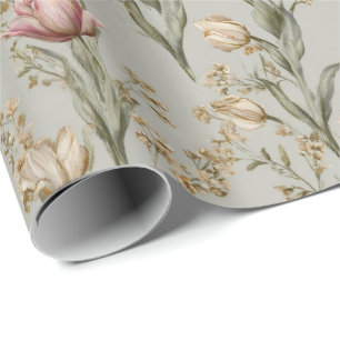 Tulpe Grau Vintage Geschenkpapier
